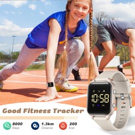Waterproof Fitness Tracker Watch for Kids Teens No App Birthday Christmas Gifts for Ages 5-13 Kids Digital Watches for Boys Girls Sport Watch with Pedometer Stopwatch Vibration Alarm