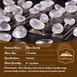 SigMntun Polished Stone Set Clear Quartz Crystals, Handpicked Tumbled Gemstones Rocks, Pebbles for Reiki, Chakra, Healing, Home Decor 0.8 inches 7 oz