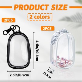 4 Pcs Clear Figure Display Bag with Keychain Mini Doll Hanging Blind Box, Single Zipper Closure Dustproof Collectibles Case for Mini Figures, Dolls (White and Black)
