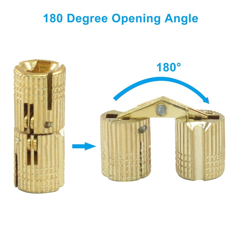 LifCratms 12 Pack 8 mm Hidden Brass Barrel Hinges, Furniture