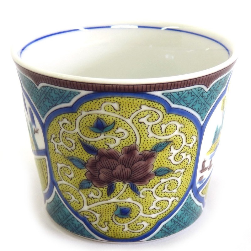Sobachoko Stylish Kutani Ware Soba Bookuchi Yoshidaya Sansui Peony Arabesque