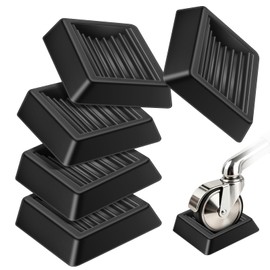 5-Piece 3 x 3- Inch Square Rubber Furniture Caster Cups, Black