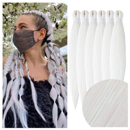 Pre Stretched Braiding Hair Extensions, 66 Inches, 6 Packs, Yaki Textured Crochet Synthetic Hair, Hot Water Setting Crochet Extensions (26 Inches, 60 Strand)