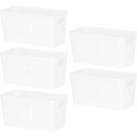 Wham Bam 6.01 Ice White Plastic Studio Storage Baskets Office Home & Kitchen Tidy Organiser 20.0 x 10.0 x 10.0cm (5 Baskets)