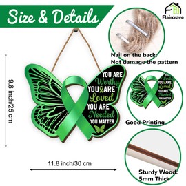 Mental Health Awareness Wooden Wreaths for Front Door Green Ribbon Welcome Sign Motivational Decor Happy Mental Health Decorations for Home Party