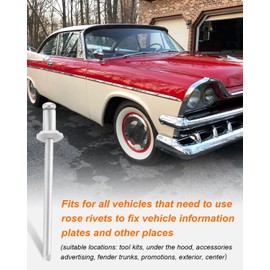 Fit for Chrysler GM Ford AMC Cars Rosette Rivets VIN Door Tags Stainless Steel Silver 4PCS