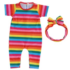 BABESIDE 2 Pcs Reborn Baby Doll Clothes for 17-22 Inch Baby Dolls, 7 Color Striped Baby Doll Clothing with Baby Doll Accessories Set fit Newborn Baby Dolls Girl