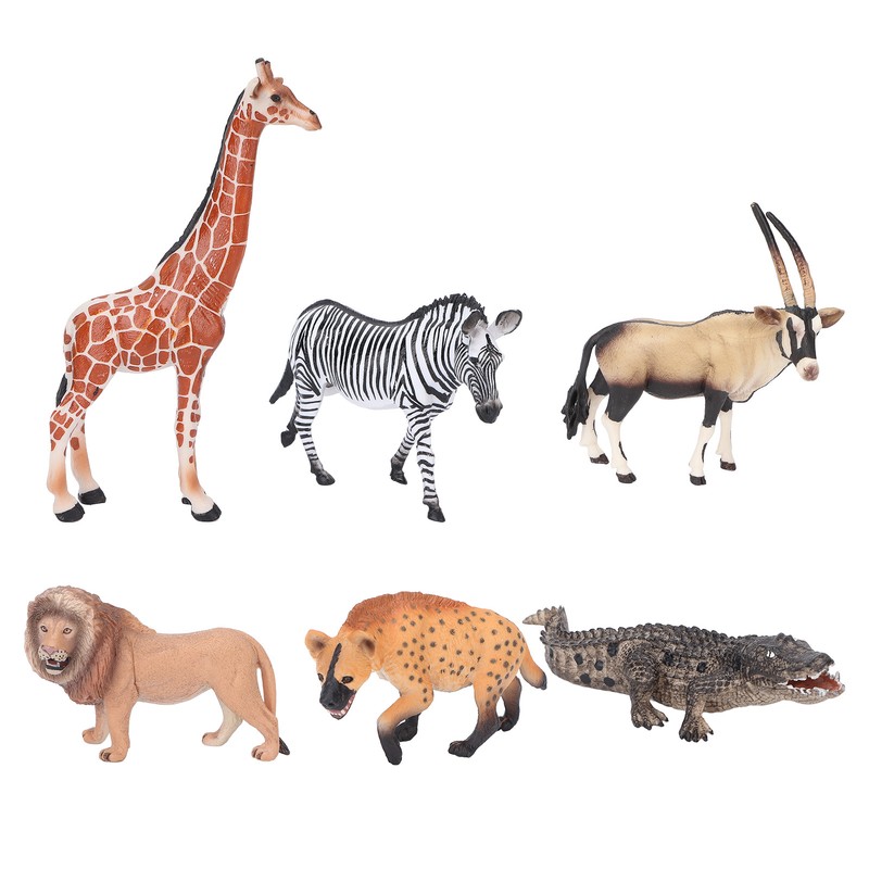 6Pcs Animals Toys Set Simulation Vivid Wild Jungle Zoo Plastic