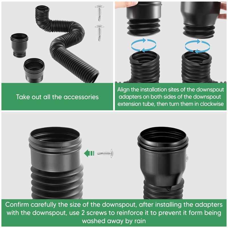 Catch Basin Downpipe Extension Set, 150cm Circular Extendable Rain Gutter