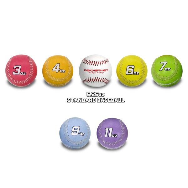 PowerNet German Marquez Weighted Baseball Bundle | Heavy Training Balls for Pitching and Throwing | Build Strength | Throw Harder with More Accuracy (Core Set + Long Toss Set)