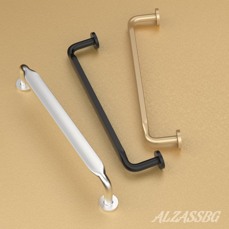 Alzassbg 10 Pack Brushed Gold Cabinet Handles, 5 Inch(128mm) Hole