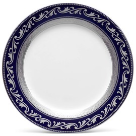 Noritake Crestwood Cobalt Platinum Accent/Luncheon Plate, 9", Set of 4 in Blue/White