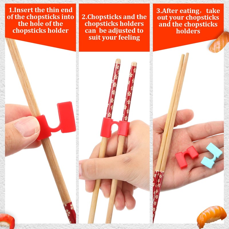 Patelai 5 Pairs Reusable Chopstick Helpers Practice Chinese Chop Stick