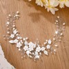 Evlry Hochzeit Blume Haar Rebe Silber Perle Braut Haarranken Blatt