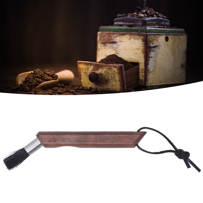 Coffee Grinder Cleaning Brush Curved Wood Handle Brush for Home