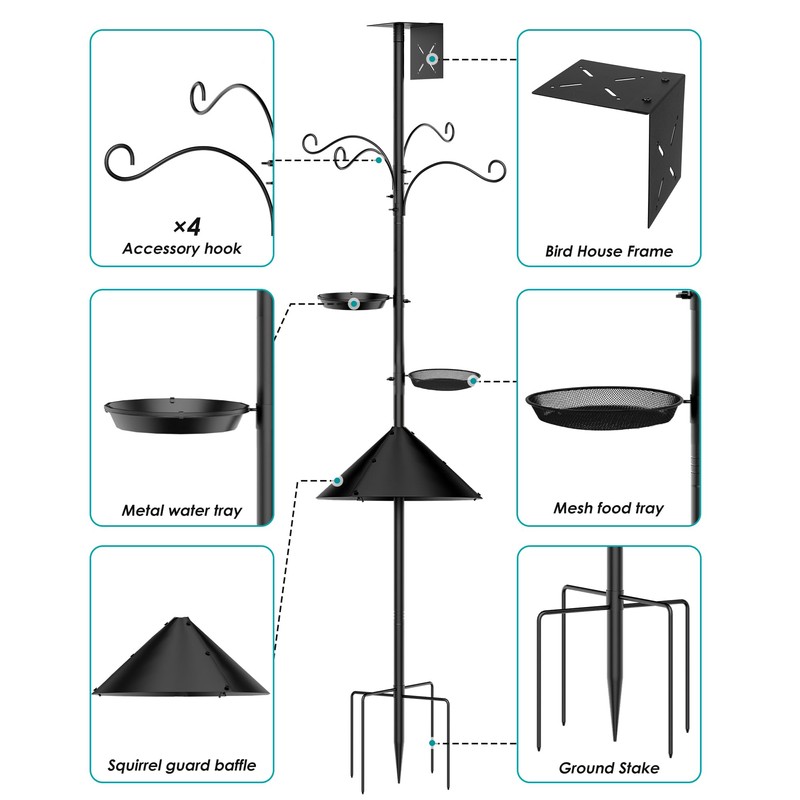 Bird Feeder Pole Squirrel Proof, 92 Inch Heavy Duty Bird