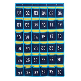 Loghot Classroom Accessories Closet Pocket Chart for Cell Phones Holder Wall Door Hanging Organizer (36 Pockets Blue)