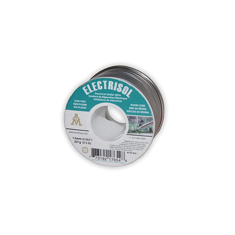 AIM Electrisol Lead Free 0.062inch Rosin Flux Core Solder Wire