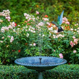AISITIN - Fuente Solar de jardín para Exteriores, 3.5 W, Bomba Solar para Exteriores, Estanque con 6 boquillas, Bomba Solar Flotante para baño de pájaros, Acuario, Fuente de jardín (1 Pieza)