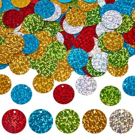 SUNNYCLUE 600Pcs 5 Colors Round Sequins Flat Sequin Paillettes 20mm Plastic PVC Colorful Iridescent Applique Art Glitters Hole Loose Paillette for Sewing Crafting DIY Embroidery Ornaments Accessories