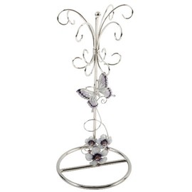 Juliana Glass Jewellery Holder Purple Butterfly/Flowers/Crystal