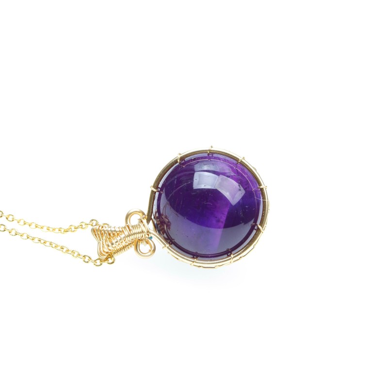 K KOUOKU Natural Crystal Round Ball Pendant Necklace, Power Stone,