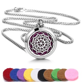 Aromatherapy Essential Oil Diffuser Necklace Tree of Life Cloud Design Stainless Steel Locket Pendant Christmas Birthday Gift for Women Men XN060-3