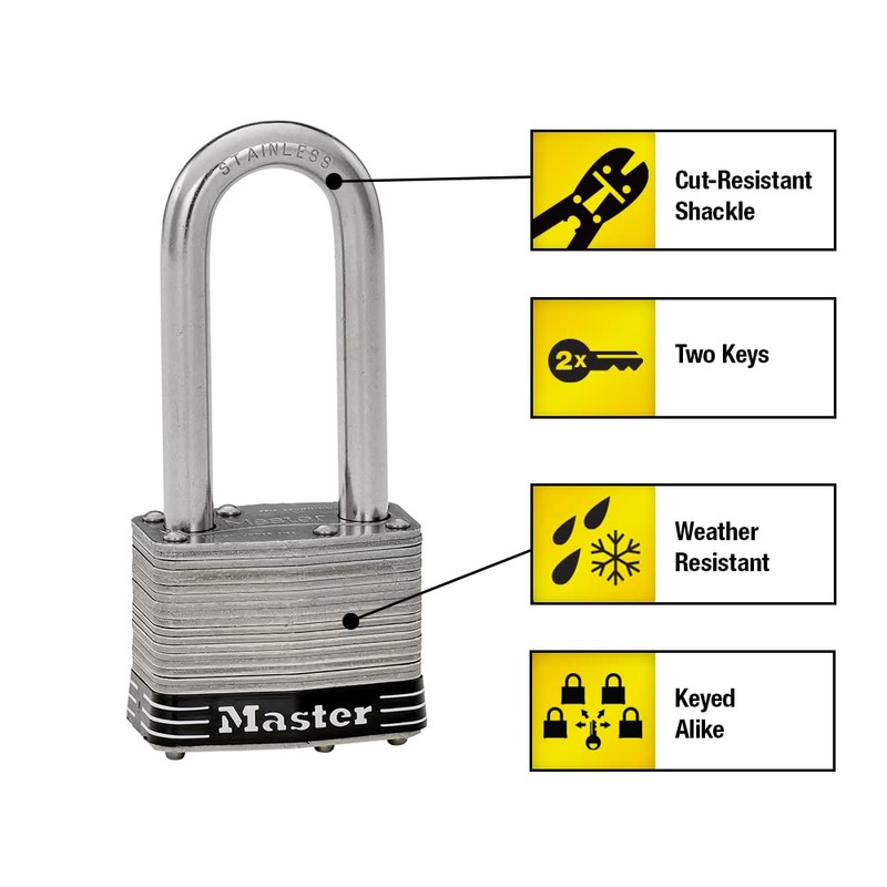 Master Lock (マスターロック) 南京錠 鍵式 屋外 耐候 防錆 本体幅51mm 吊高内径64mm