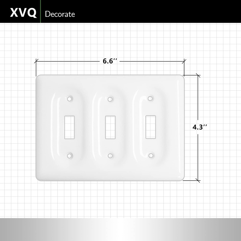 XVQ Ceramic Switch Plates Outlet Covers Switch Plate Cover White(Triple
