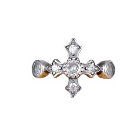 Dishowme Crystal Cross Ring Punk Rhinestone Cross Knuckle Ring Christian Religious Pray Finger Joint Ring Jewelry for Women Men (White)