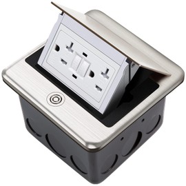 Vagueior Pop-Up Floor Box Kit, 20A Tamper-Weather Resistant Receptacle GFCI Outlet, Corrosive Resistant Hardware, Stainless Steel Color