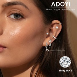 adoyi Hypoallergenic 14K Gold Plated Flat Back Earrings for Sensitive Ears Silver Stainless Steel Stud Hoop Set for Women Men Minimalist Cartilage Jewelry Tiny Stud Earring Lightweight Jewelry Gifts