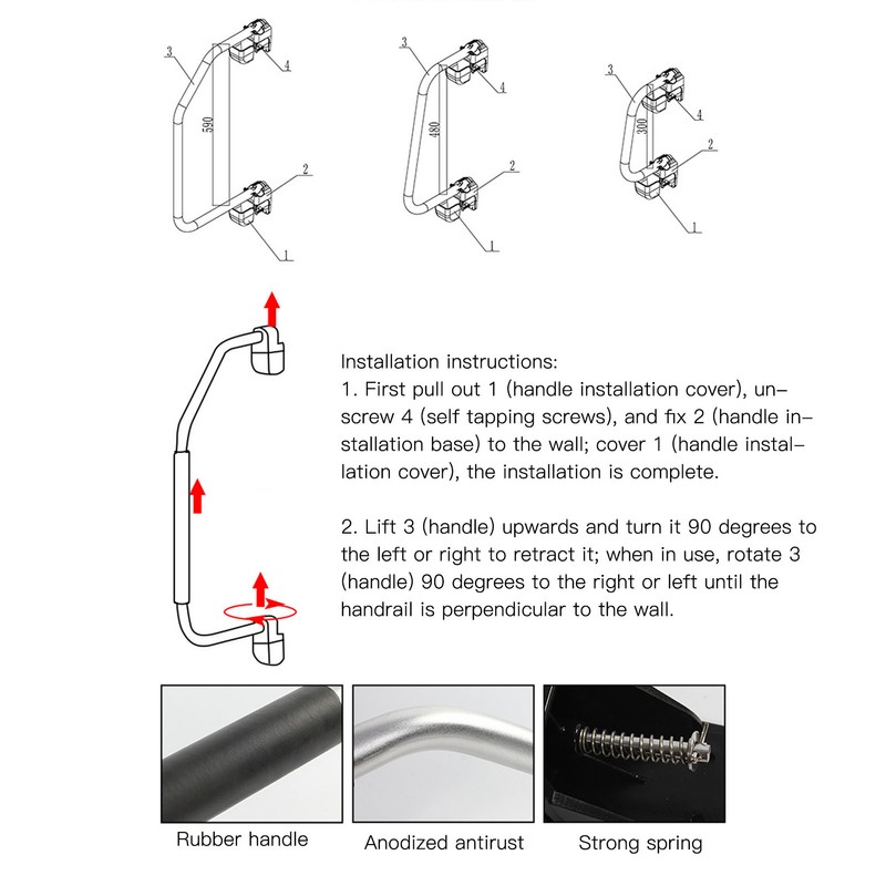 Folding RV Assist Handle with EVA Grip Aluminum Alloy Entry