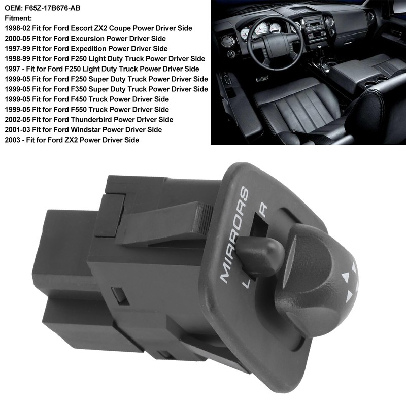 Rearview Mirror Switch Button F65Z-17B676-AB Fit for Ford Excursion/Expedition/F-150/F-250/F-350