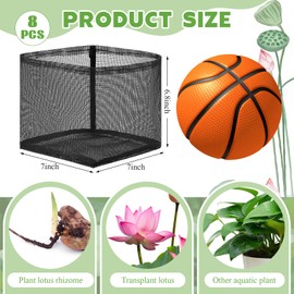 8 Pcs Pond Plant Baskets, Square Reusable Aquatic Planting Bags Breathable Mesh Garden Water Plant Pot for Water Lily Gladiolus Bog and Terrestrial Plants (7 Inch)
