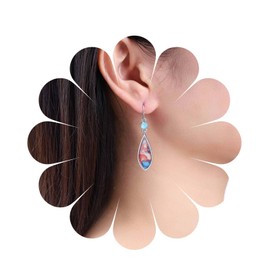 Allereya Vintage Marble Dangle Earrings Colorful Marble Drop Earrings Marble Teardrop Dangle Earrings Waterdrop Hook Earrings Jewelry for Women and Girls