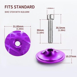 KRSEC 28.6mm Bike Headset Top Cap MTB Road Bike Bowl Cover Aluminum Alloy Fork Tube Headset Cap Cycling Accessories Bike Headset top Purple