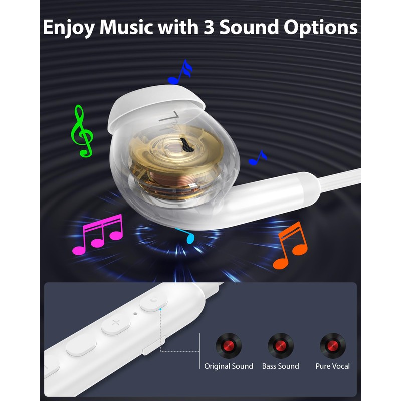 iMangoo 3 EQ Music Mode Wired USB Earbuds with Microphone