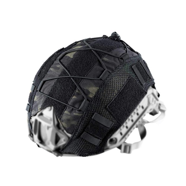 OneTigris Multicam Helmet Cover ZKB06 No Helmet - Cloth Cover for Ballistic Fast Helmet in Size M/L & Non-Ballistic Fast Bump Helmet in Size L/XL, Black, Large