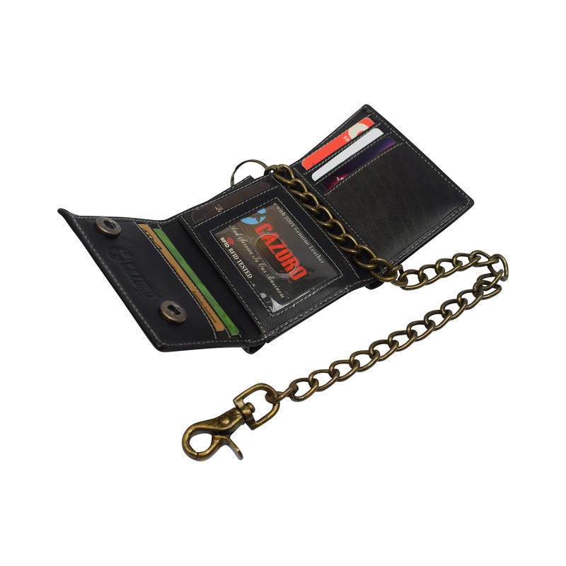 CAZORO RFID Blocking Men's Tri-fold Vintage Biker Vintage Buffalo Leather