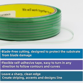 BLARYETI Vinyl Wrap Cutting Tape Roll for Pinstriping and Detailing Finish Line Design Line for Car Film Wrap 5m/16.4ft Roll with Yellow Squeegee