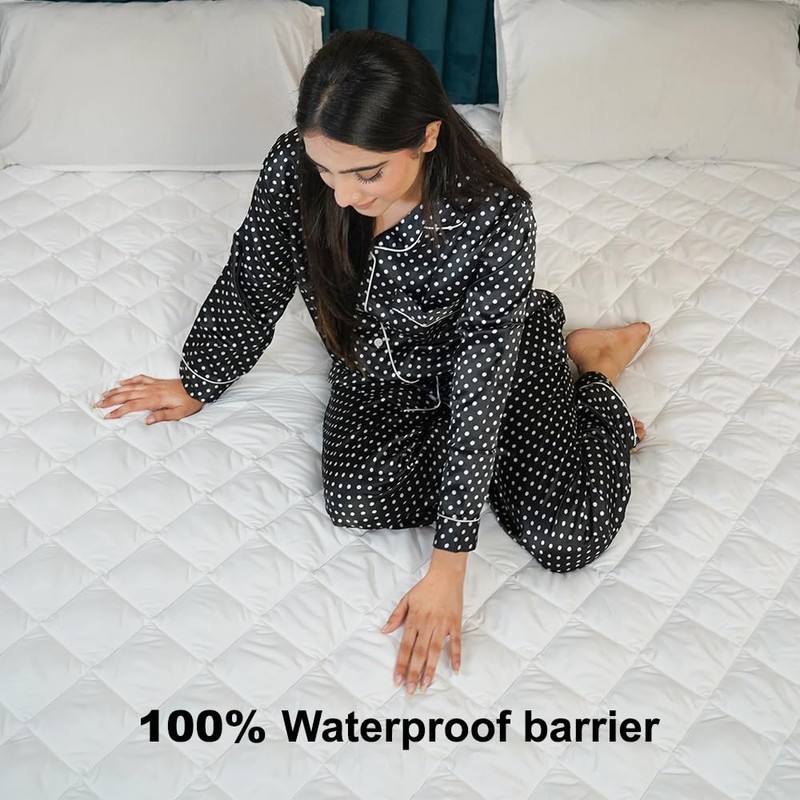 4AS Quilted Waterproof Mattress Protector - Hypoallergenic & Breathable Mattress