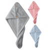WOONEKY Blow Dry Hair Cap Microfiber Silk Bonnet 3pcs Hair