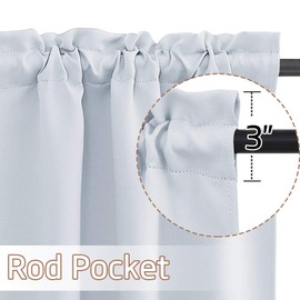 NICETOWN Bathroom Curtains, Privacy Room Darkening Short Curtains for Small Window, Rod Pocket Window Covering for Kitchen Living Room Nursery, W34 x L24 inch, Greyish White, 2 Pcs