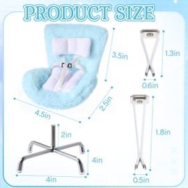 Arrowbash Car Seat for 10-17 cm Dolls with Soft Furry Cushion Included Air Vent Clip Seat Leg and Scented Box for Car Decoration Doll Lover's Gift(Blue)