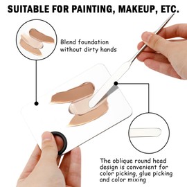 Makeup Spatula and Palette Set Facial Foundation Makeup Tools and Powder Puff Stainless Steel Mixing Spatula for Professional Makeup Nail Art