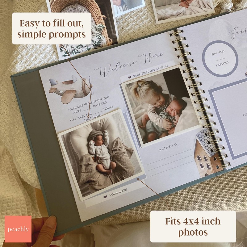Peachly Baby Boy Memory Book - Baby Book for Boy