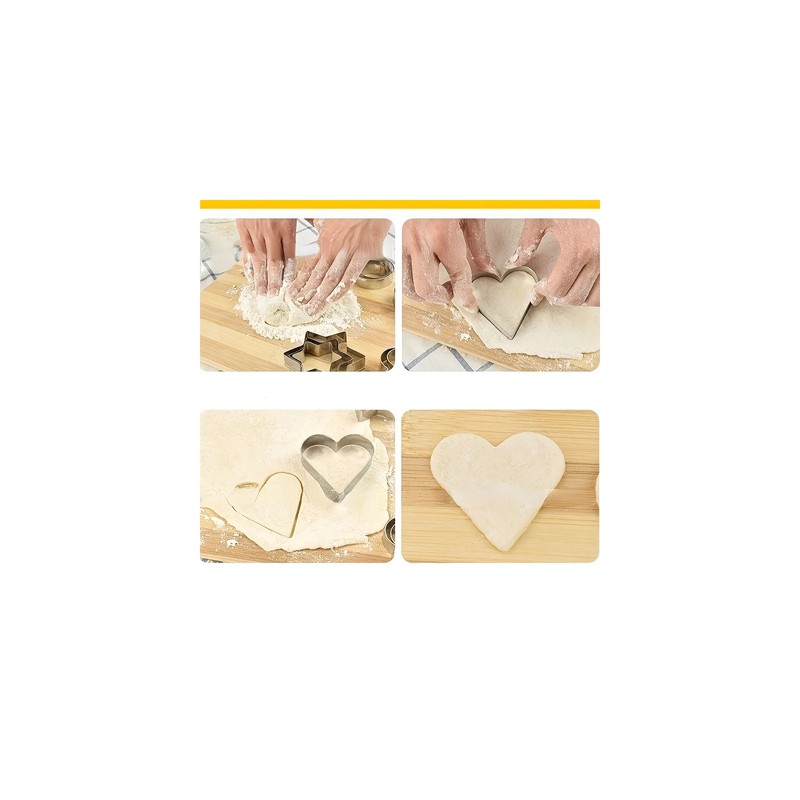 12 Piece Stainless Steel Cookie Cutter Set - Hearts, Stars,