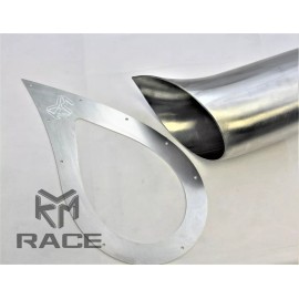 KLM Tear Drop Exhaust Tip 1.5" Stainless Steel With Aluminum Trim  Plate