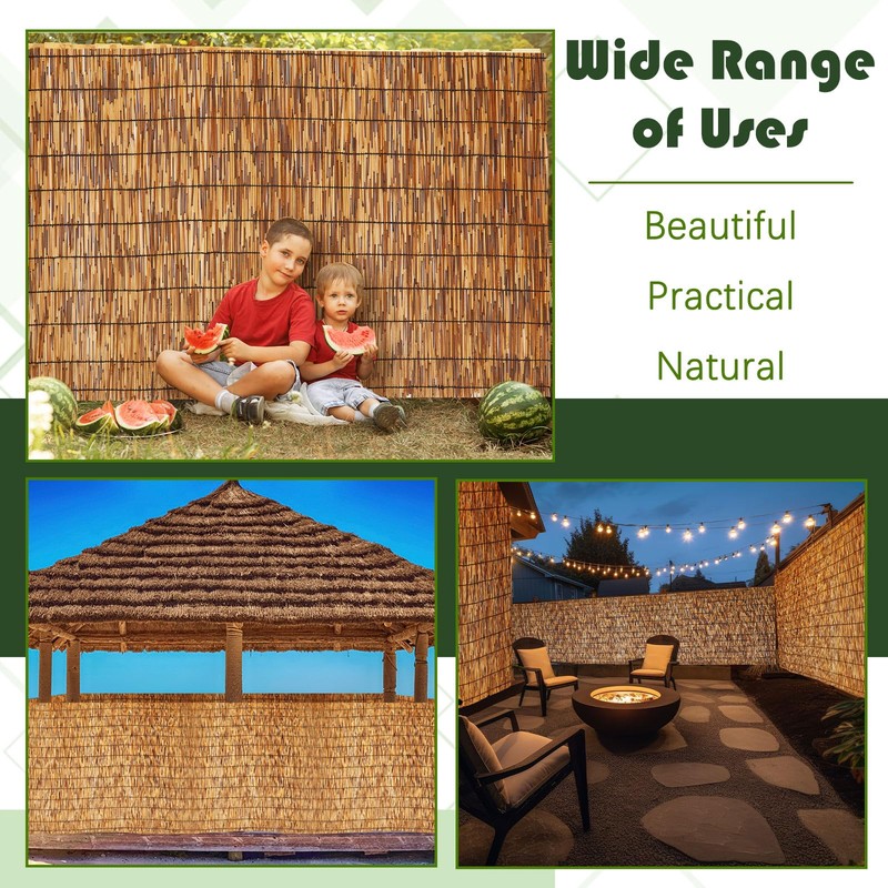 Barydat 4 Pcs 3 x 16.4 ft Bamboo Privacy Screen,